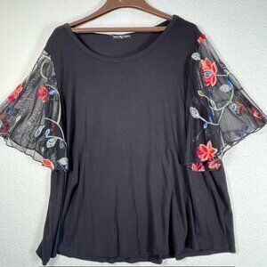 Kim & Cami Womens Top with Sheer Flutter Sleeves Plus Size 2X, New w/o tags